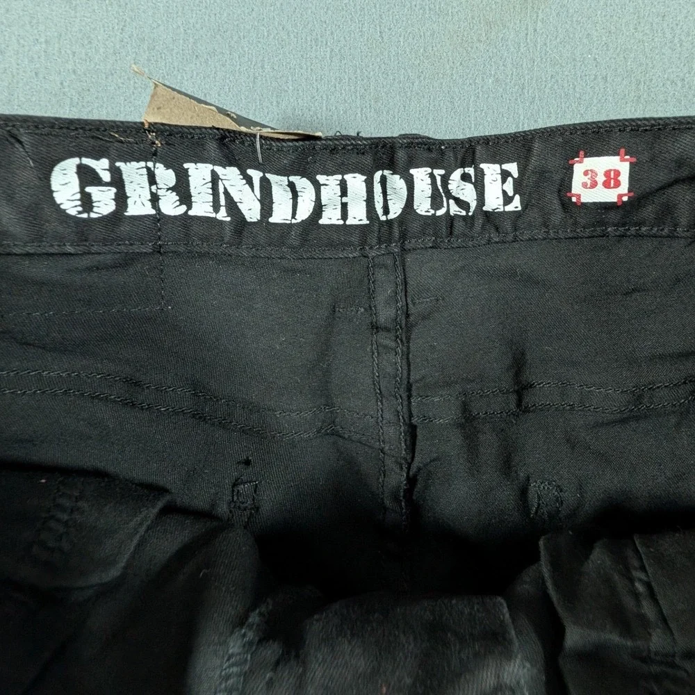 Grindhouse Denim Skinny Jeans Mens 38x32 Black Distressed Moto Ripped 3NW22008